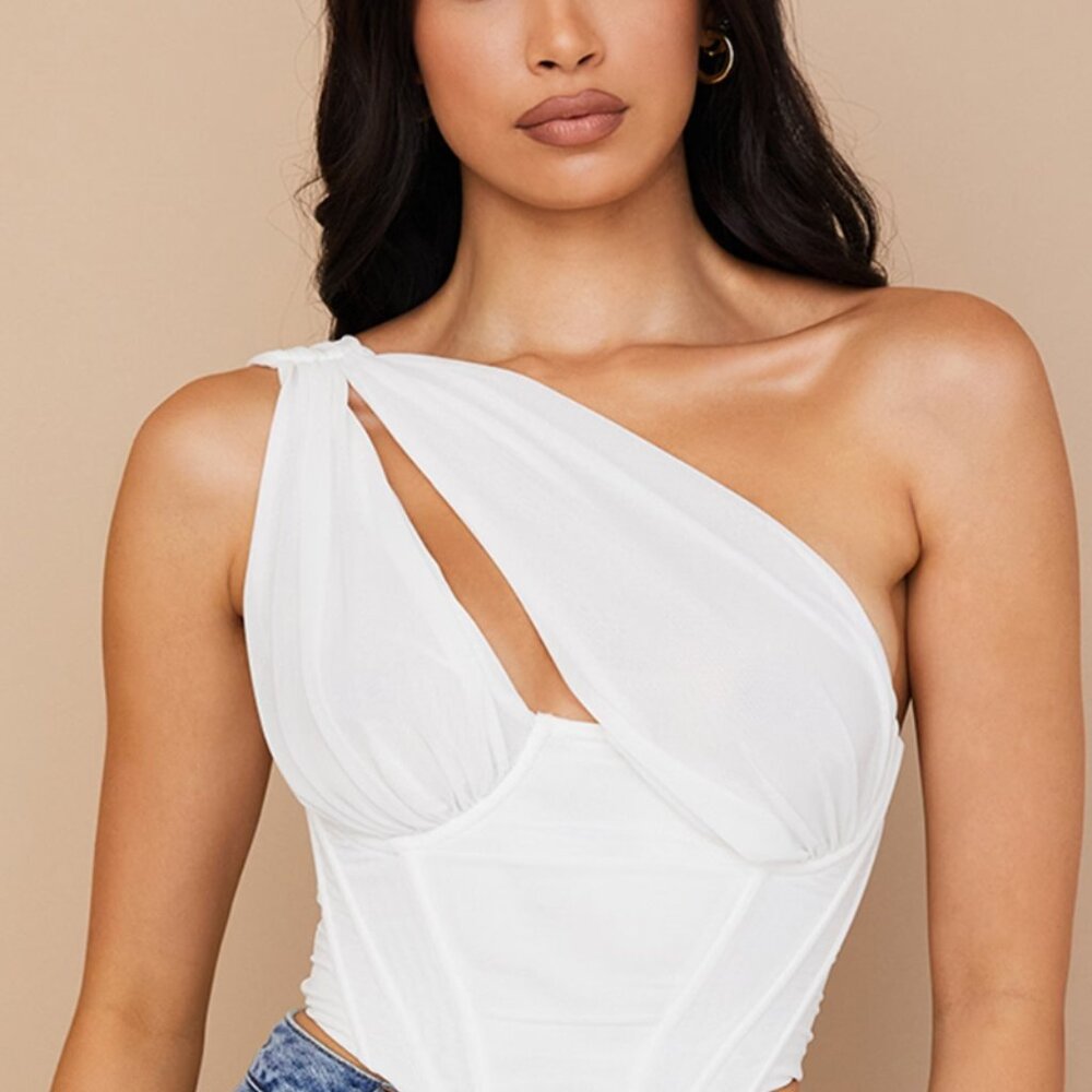 House of CB Jemima white mesh cutout corset NWT